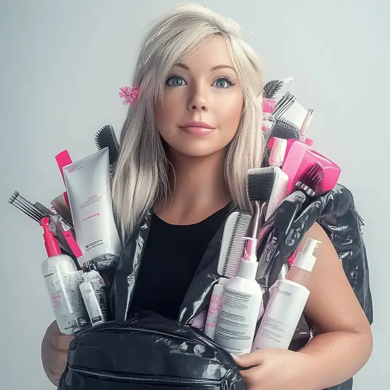 Sarah Humphrey with her mobile styling equipment