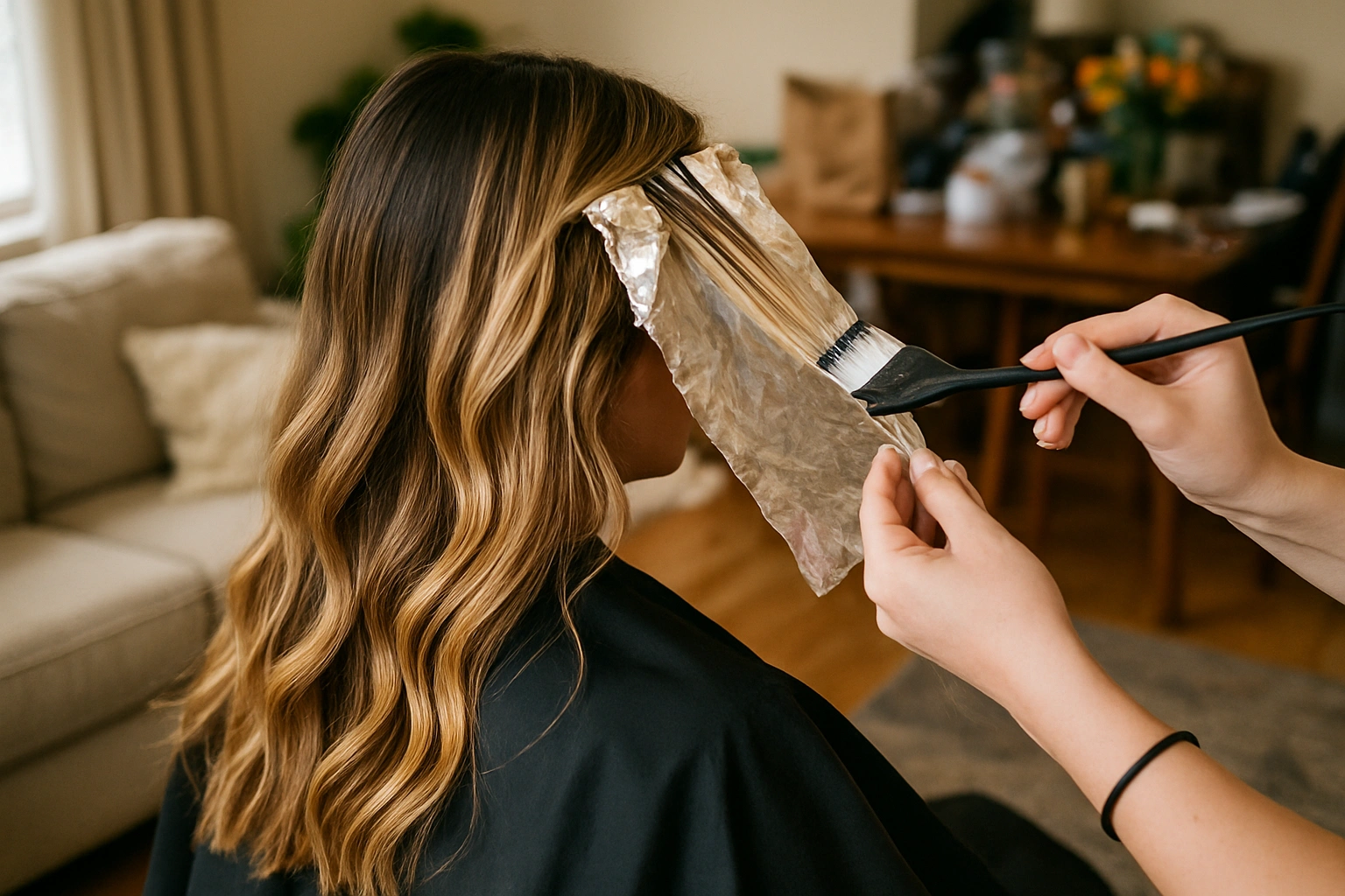 Professional hair coloring and highlighting services showcasing vibrant, expertly applied color transformations