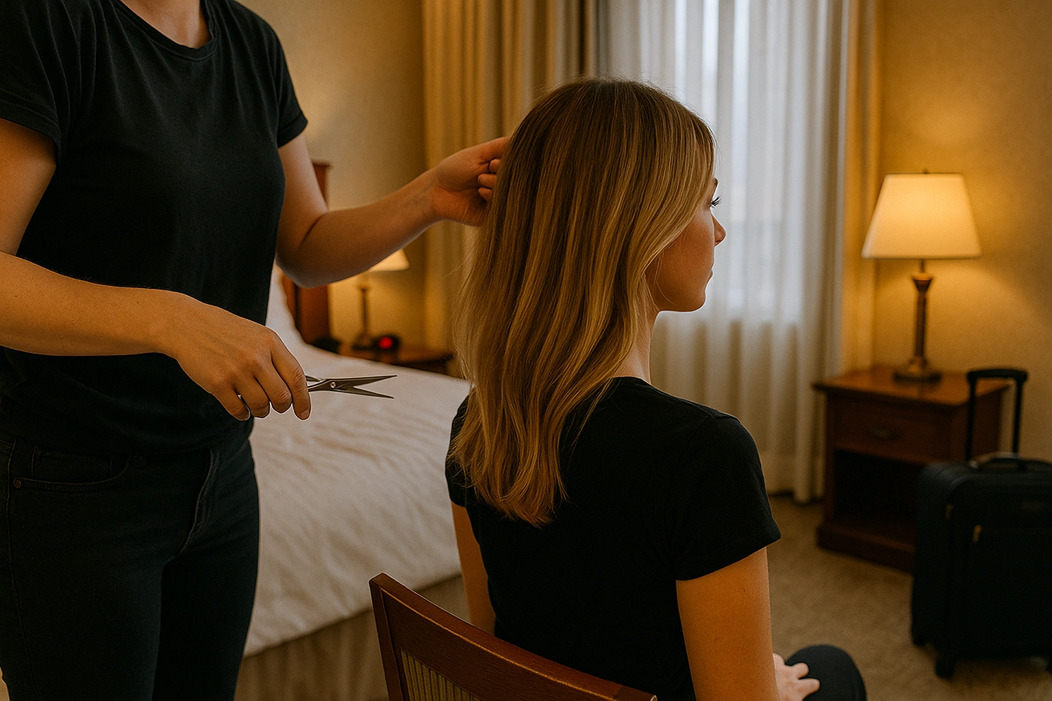 Mobile hair styling in hotel rooms